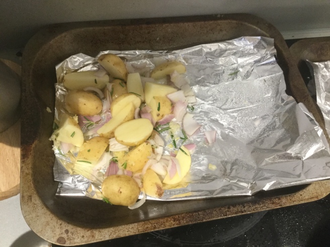 34. Potatoes etc on baking tray